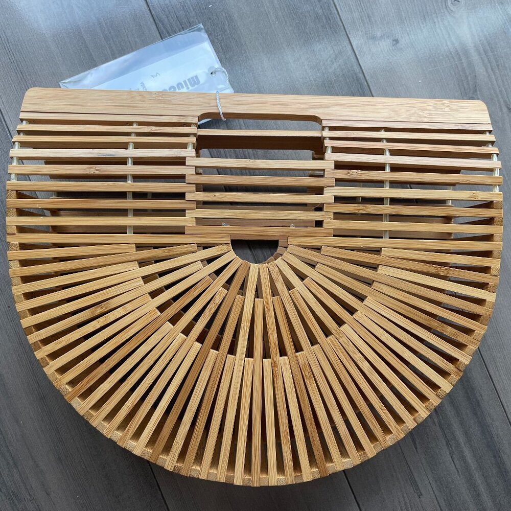 NWT: Miuco Womens Bamboo Handbag Handmade, Beach Purse,